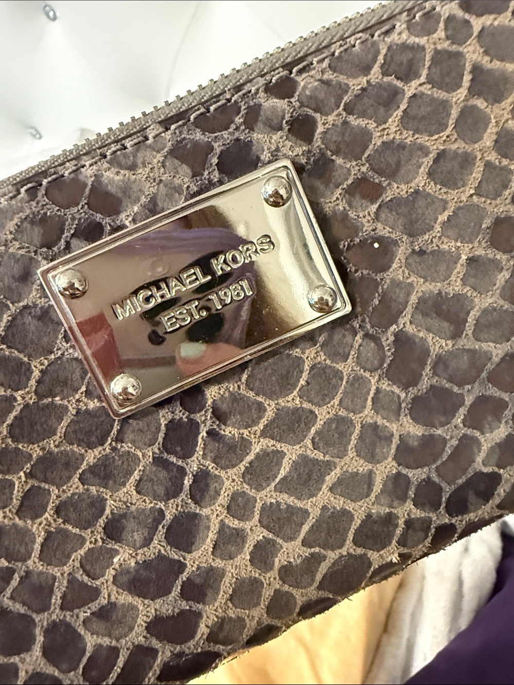 Michael Kors Charcoal Snake-Print Zip Around Wallet - Picture 3 of 3